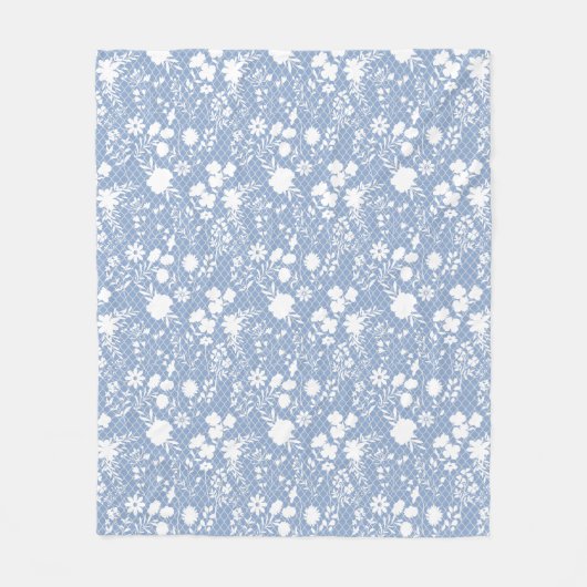 Bloemen op net 01.bx4 Lblue BG Fleece Deken (Voorkant)