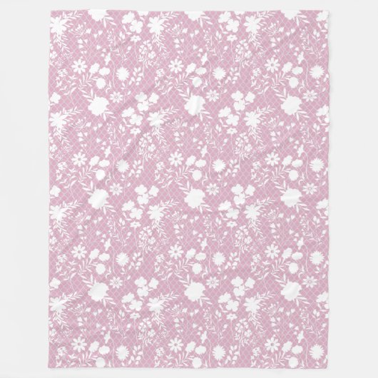 Bloemen op net 01.bx4 Roze BG Fleece Deken (Voorkant)