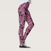 Bloemen op net 01.wx4 Roze BG Leggings (Rechts)