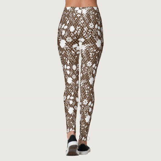 Bloemen op netto 01.bx4 Bruin BG Leggings (Achterkant)