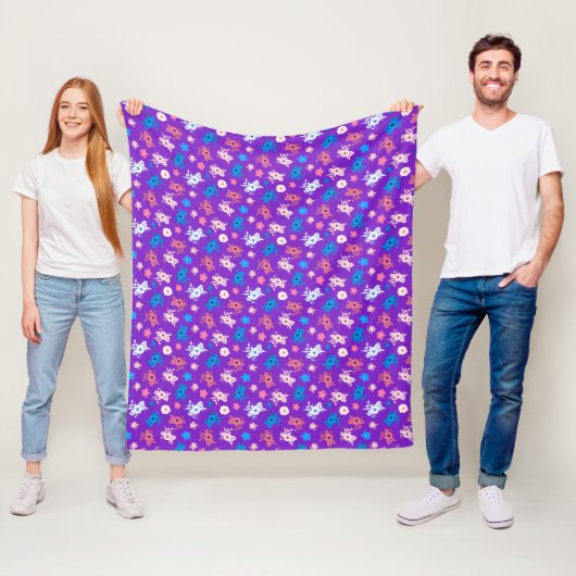 Bloemen op Paars Fleece Deken (In situ)