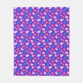 Bloemen op Paars Fleece Deken