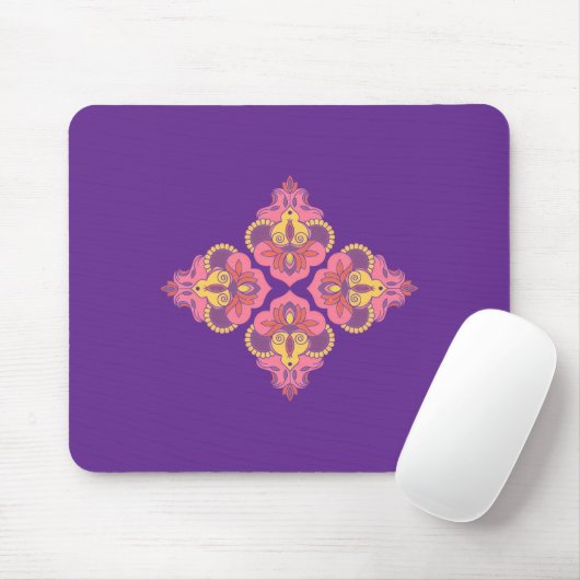 Bloemen op paarse muismat (Met muis)