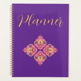 Bloemen op paarse spiraal planner
