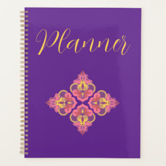 Bloemen op paarse spiraal planner