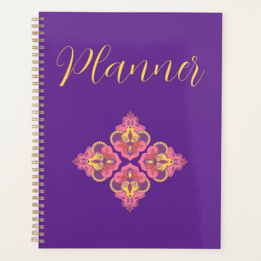 Bloemen op paarse spiraal planner (Voorkant)
