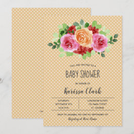 Bloemen op perzikunisex-Baby shower nodigt uit