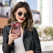 Bloemen op rood-gouden cirkels ontwerp iPhone hoesje