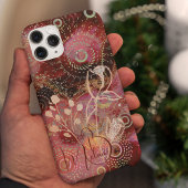 Bloemen op rood-gouden cirkels ontwerp iPhone hoesje