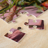 Bloemen op rotsolieverfschilderij Voeg uw foto toe Legpuzzel (Zijkant)