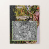 Bloemen op rotsolieverfschilderij Voeg uw foto toe Legpuzzel (Verticaal)