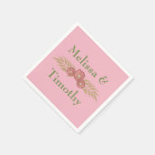 Bloemen op roze achtergrond servetten (Hoek)