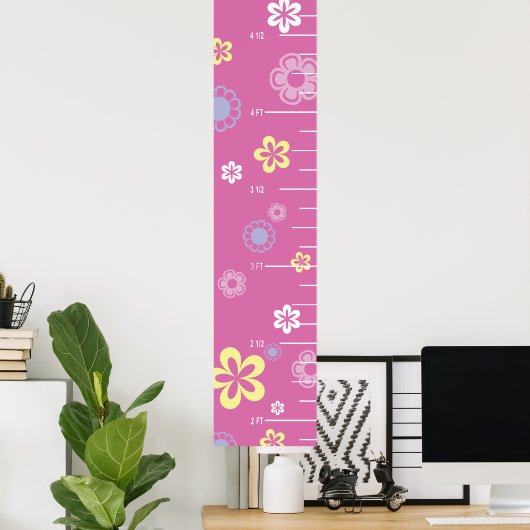 bloemen op roze groeigrafiek poster (Thuiskantoor)