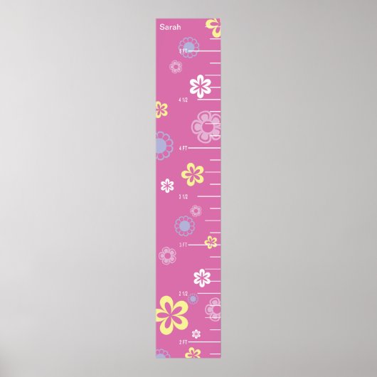 bloemen op roze groeigrafiek poster (Voorkant)