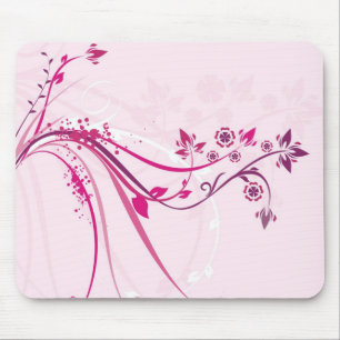 Bloemen op roze - Mousepad Muismat