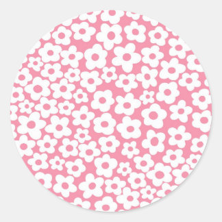 Bloemen op roze ronde sticker