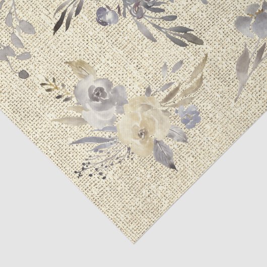 Bloemen op rustiek linnen tissuepapier (Detail)