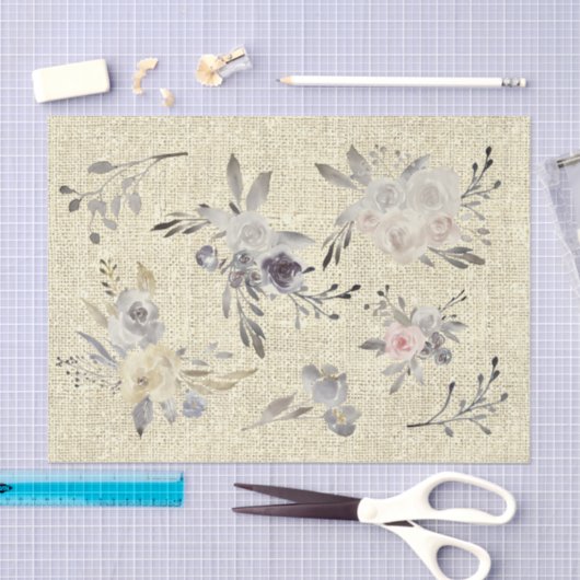 Bloemen op rustiek linnen tissuepapier (Craft)