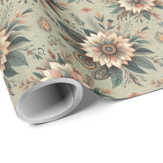 Bloemen op Sage Cadeaupapier