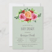 Bloemen op Sage Green Unisex Baby shower nodigt ui (Voorkant)