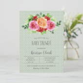 Bloemen op Sage Green Unisex Baby shower nodigt ui (Staand voorkant)