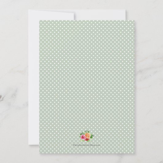 Bloemen op Sage Green Unisex Baby shower nodigt ui (Achterkant)