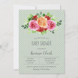 Bloemen op Sage Green Unisex Baby shower nodigt ui