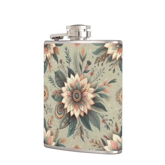 Bloemen op Sage Heupfles (Links)