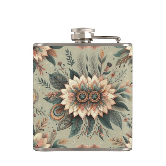 Bloemen op Sage Heupfles (Achterkant)