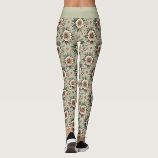 Bloemen op Sage Leggings (Achterkant)