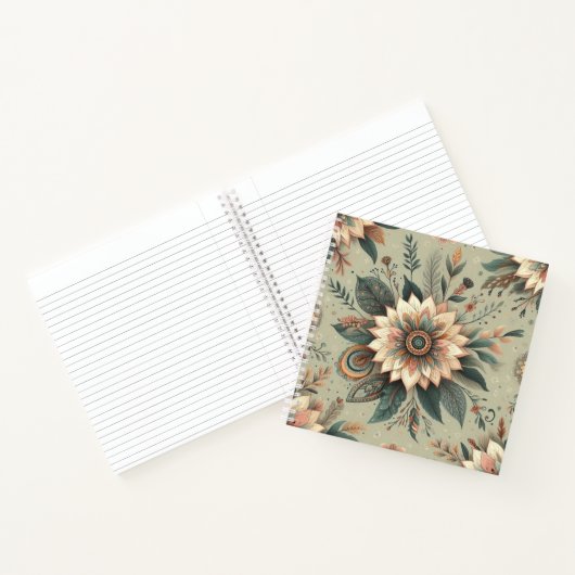 Bloemen op Sage Notitieboek (Binnen)