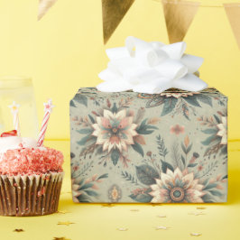 Bloemen op salie cadeaupapier