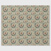 Bloemen op salie cadeaupapier (Vlak)