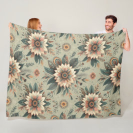 Bloemen op salie fleece deken
