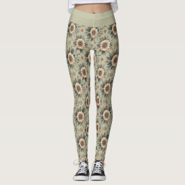Bloemen op salie leggings