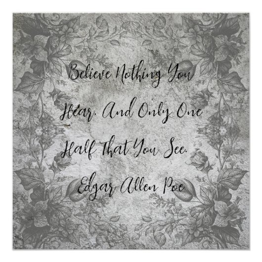  bloemen op steen Edgar Allen Poe Perfect Poster (Voorkant)