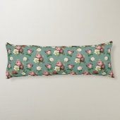  bloemen op Stone Blue, Retro Floral Print Lichaamskussen (Achterkant)