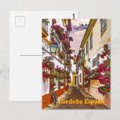 Bloemen op straat. Cordoba, Andalusië, Spanje. Briefkaart (Voorkant / Achterkant)