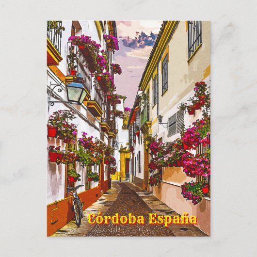 Bloemen op straat. Cordoba, Andalusië, Spanje. Briefkaart (Voorkant)