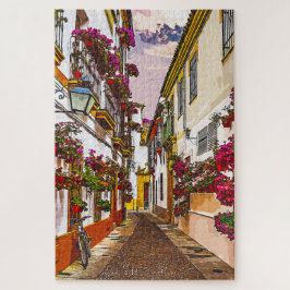 Bloemen op straat. Cordoba, Andalusië, Spanje. Legpuzzel
