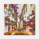 Bloemen op straat. Cordoba, Andalusië, Spanje. Magneet (Voorkant)