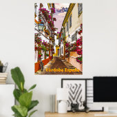 Bloemen op straat. Cordoba, Andalusië, Spanje. Poster (Thuiskantoor)