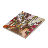 Bloemen op straat. Cordoba, Andalusië, Spanje. Tegeltje (Zijkant)