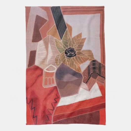 Bloemen op tafel door Juan Gris,  Cubisme Theedoek (Verticaal)