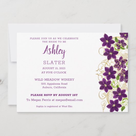 Bloemen op uitnodiging van Gold Trellis Bridal Sho (Voorkant)