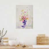 Bloemen op vaas poster (Keuken)
