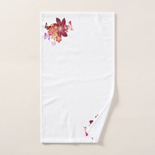 Bloemen op vlinder bad handdoek (Handdoek)
