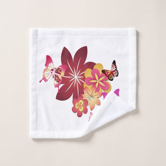Bloemen op vlinder bad handdoek (Wasdoekje)