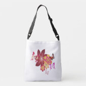 Bloemen op vlinder crossbody tas (Achterkant)