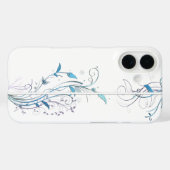 Bloemen op wijnstokken blauw Case-Mate iPhone case (Achterkant (horizontaal))